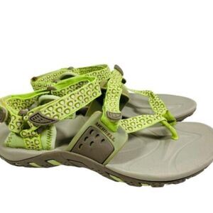 Merrell Waterpro Simarrone Line Sandals lime green/grey /lt pink adj straps sz 9